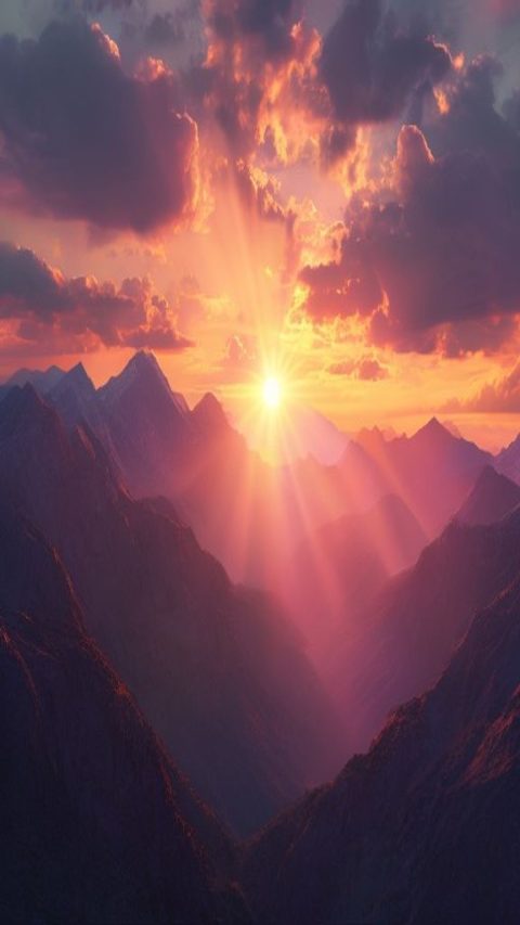 Sunset Over Mountains Wallpaper
